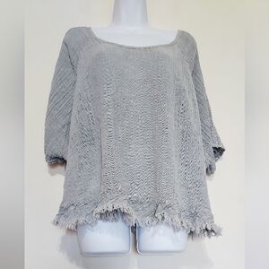 Diverse Made In Italy Gray Textured Gauze Lagenlook Top